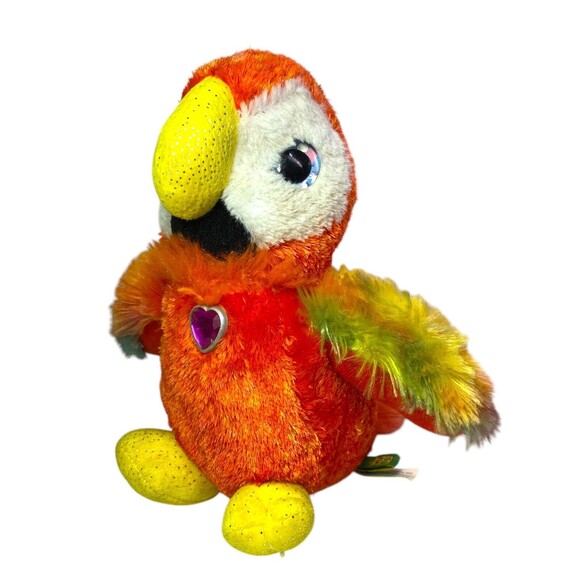 Wild Republic Parrot Bird Plush Gem Heart On Chest Colorful Toy 8 1/4” Tall - Picture 14 of 14